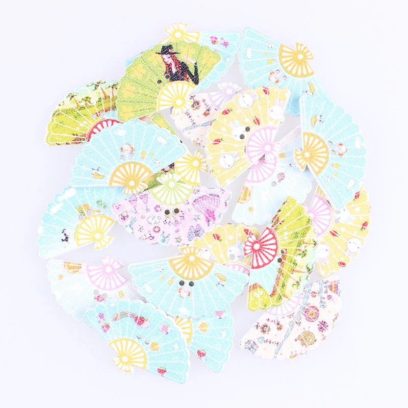 50PCS/lot Wooden Fan Button Decorative For Scrapbooking Crafts DIY Children Clothing Sewing Accessories F | Дом и сад