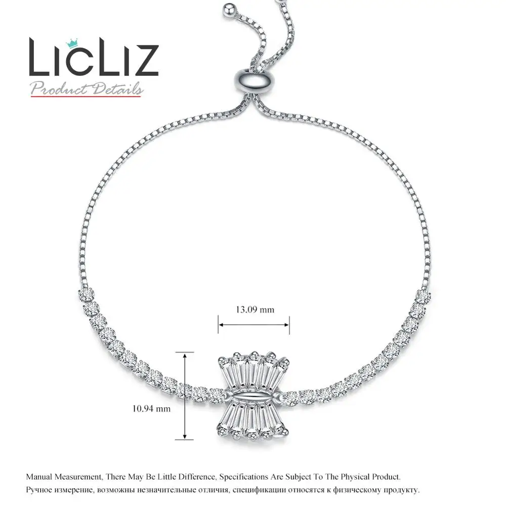 LicLiz,, модные, Роскошные, геометрические, цветочные, очаровательные, регулируемые браслеты для женщин, циркон, белое золото, коробка, цепь, ювелирное изделие, LUB0207 - Окраска металла: 204