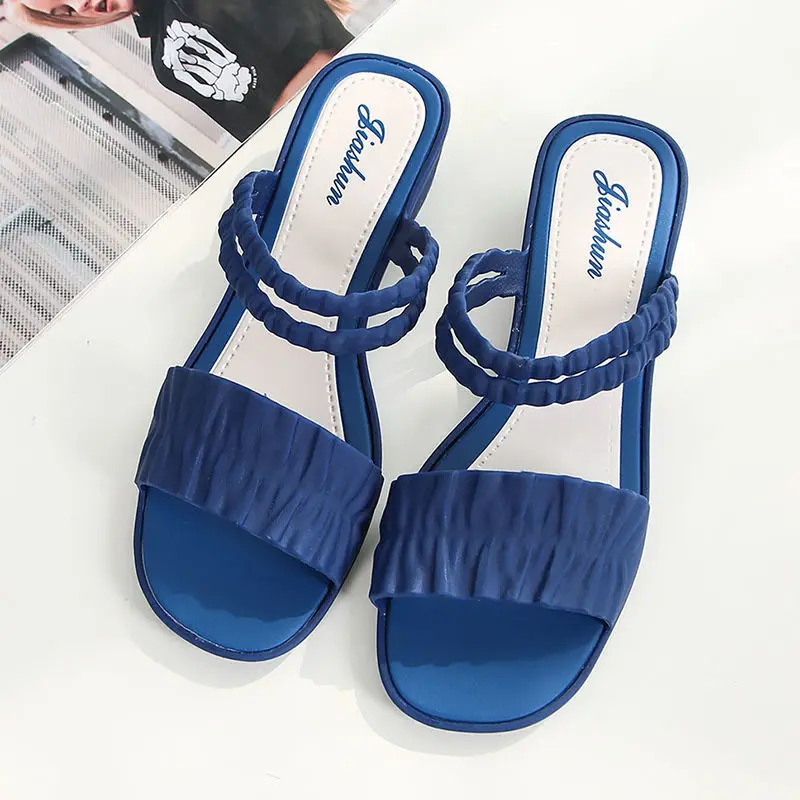 Сандалии-желе женские на платформе элегантные шлепанцы без застежки пляжная