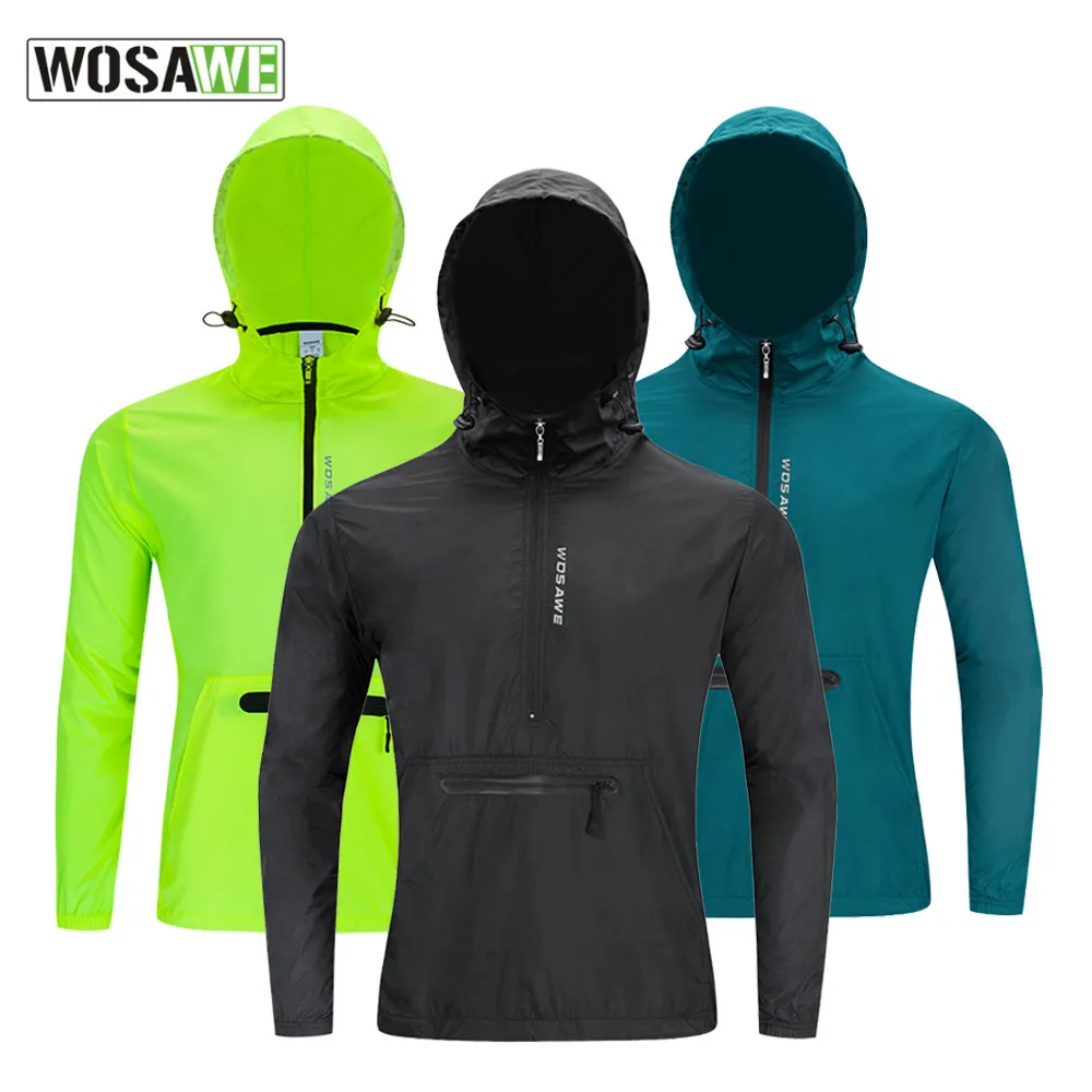 WOSAWE Men Cycling Windbreaker Bike Motorcycle Riding Windbreaker Waterproof Long Sleeve Jacket Cycling Jersey Men Shirts