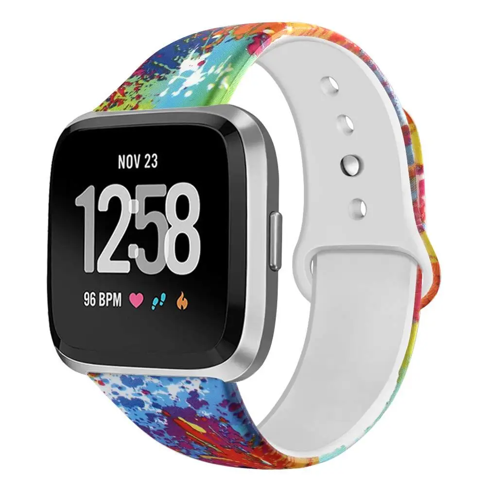 Painting Fitbit Versa, ремешок, силиконовый сменный ремешок с цветочным леопардовым принтом, браслет, браслет, Ремешки для наручных часов для Fitbit Versa - Цвет ремешка: Painting