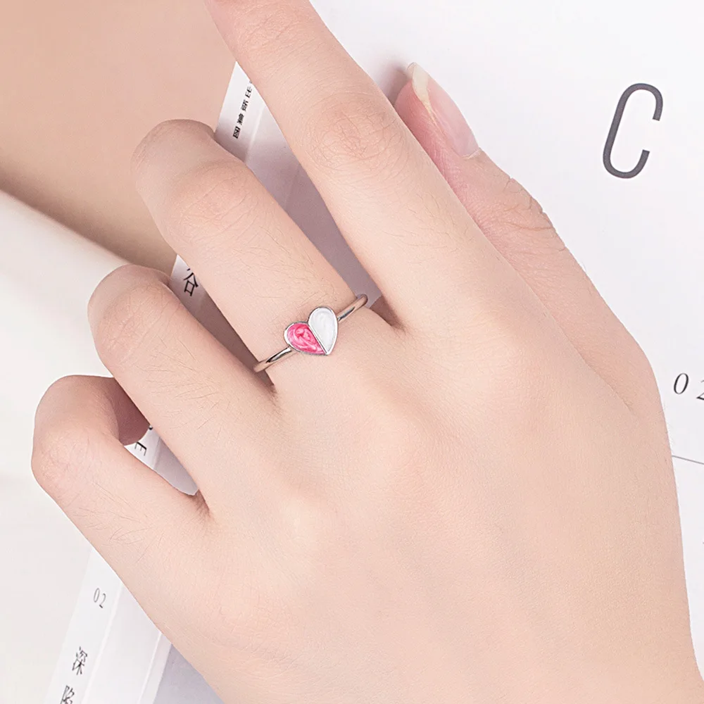

ModaOne Summer Jewelry 925 Sterling Silver Love Rings For Women Ice Cream Heart Opening Rings Friend Gift Jewelry