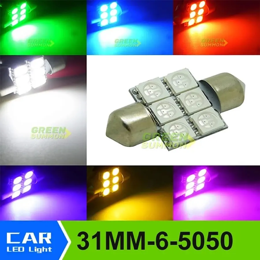 1 шт. 31 мм 6 SMD 5050 DE3175 DE3022 светодиодный лампы для салона автомобиля Потолочные