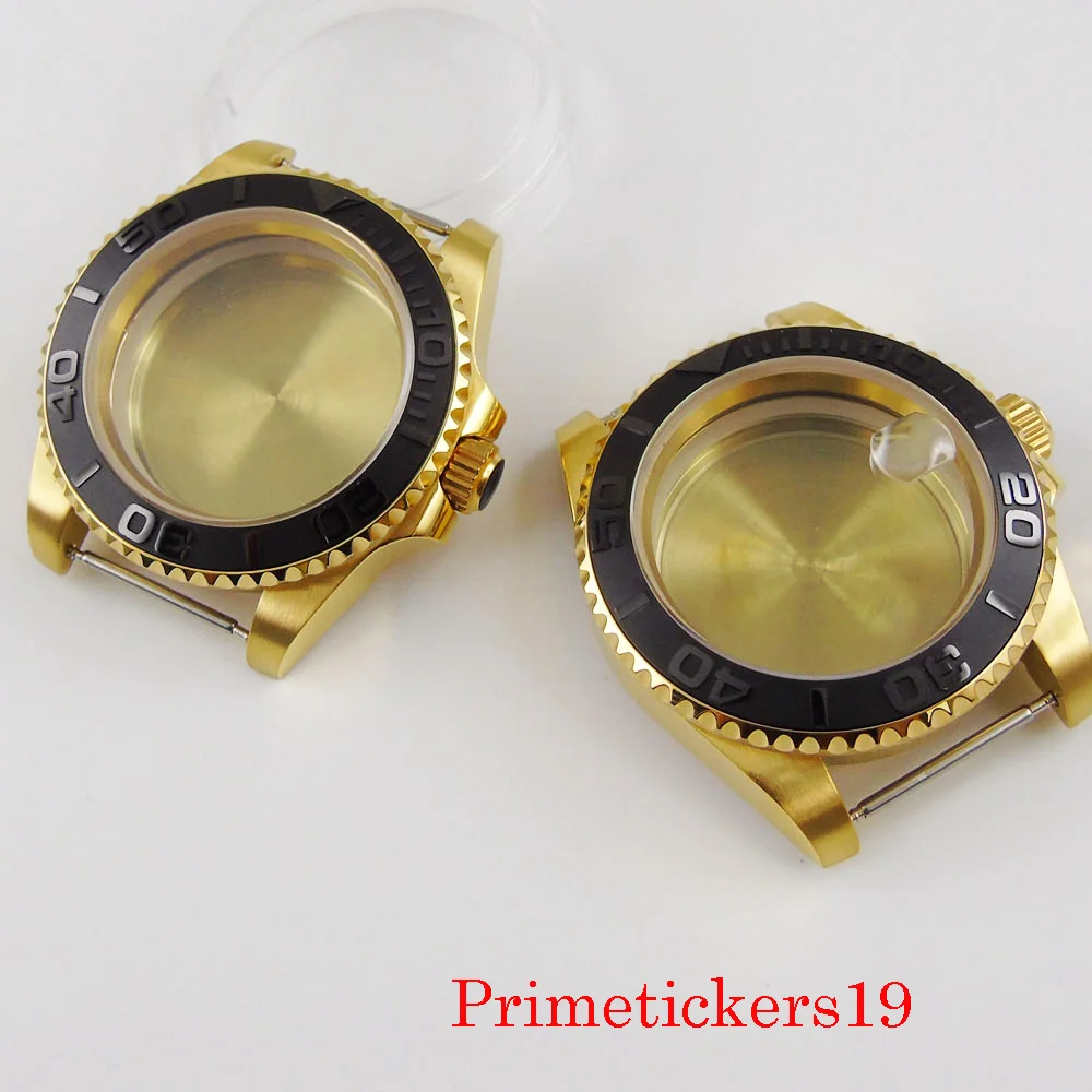 

BLIGER 40 мм позолоченный мужской чехол для часов сапфировое стекло подходит для NH35 автоматический механизм однотонный чехол задняя Вращающая...