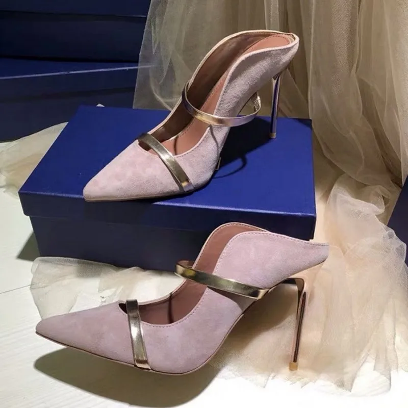 Туфли-лодочки женские из натуральной кожи заостренный носок тонкий высокий