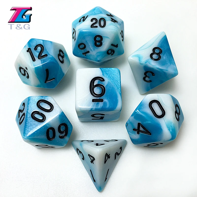 Высококачественный набор игральных костей с двойным цветовым эффектом T & g D4 D6 D8