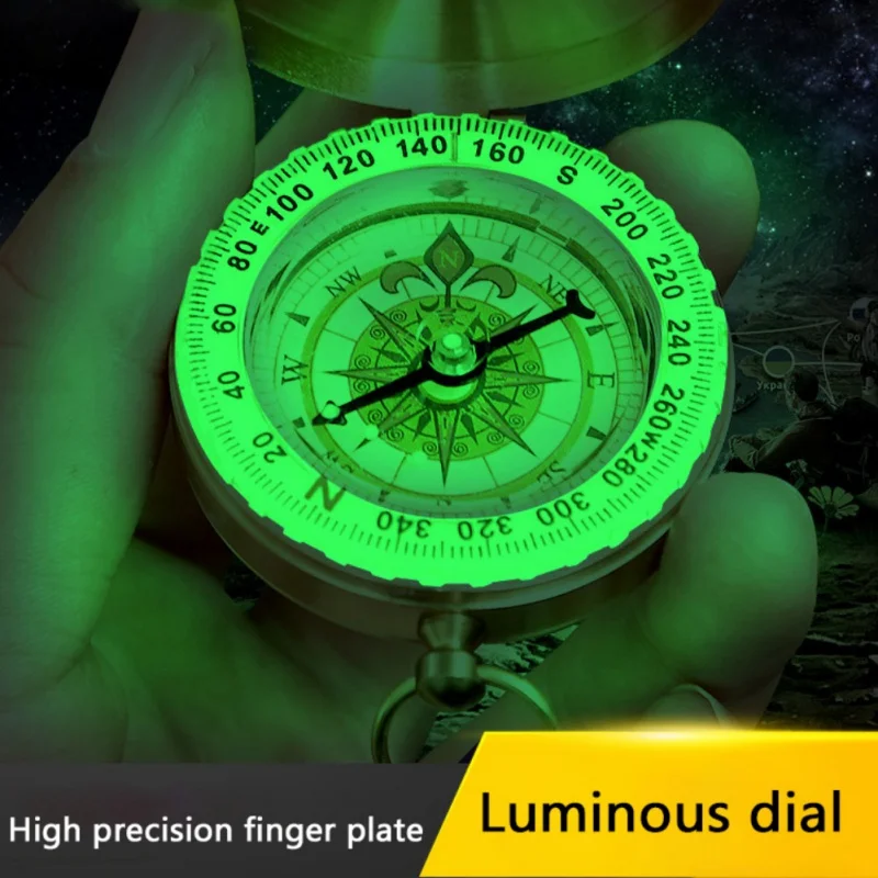 

High Quality Camping Hiking Pocket Brass Multifunctional Portable Navigation Compass With Luminous Pocket Watch Flip Compass