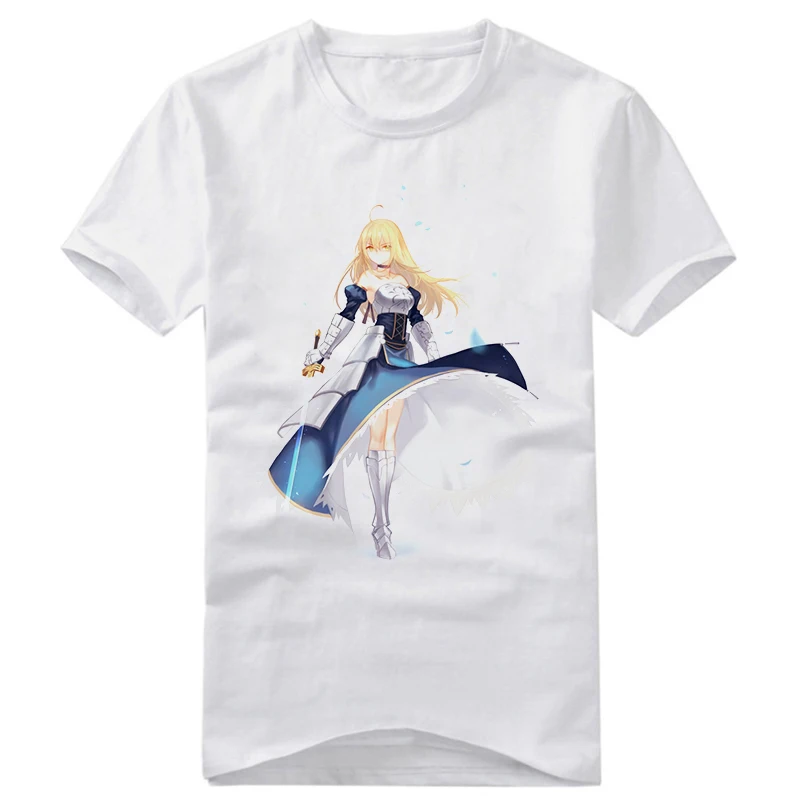 Аниме FGO Fate Grand Order футболка Arturia Pendragon Saber Повседневная унисекс с коротким рукавом