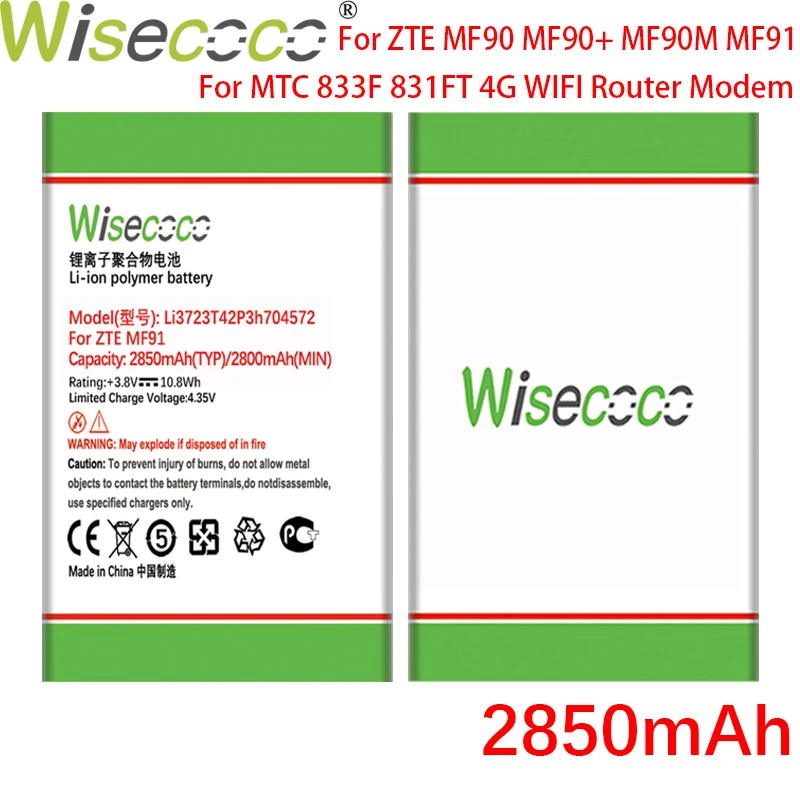 

Аккумулятор WISECOCO 2850 мАч LI3723T42P3H704572 для MTC 833F 831FT 4G Wi-Fi роутер модем для ZTE MF90 MF90 + MF90M MF91