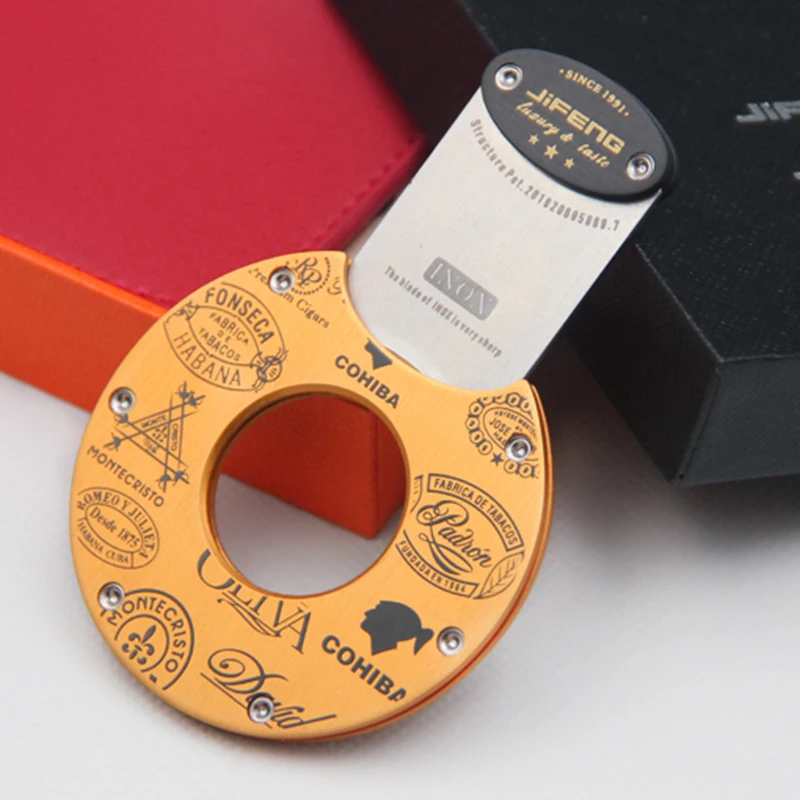 

JIFENG Ultra-thin Round Cigar Cutter Dual Blades Sharp Cigar Cutter Germanny Stainless Steel 23mm Hole Fit COHIBA Accessory