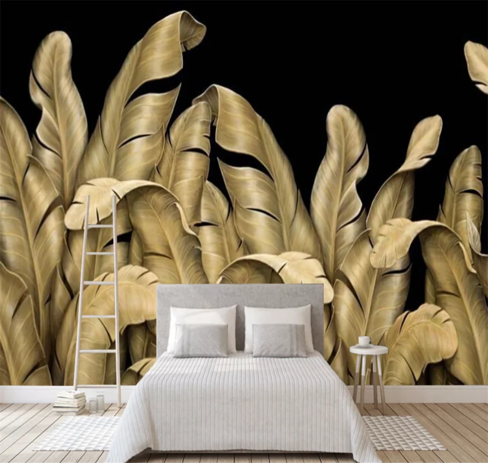 

XUESU Custom 3D Wallpaper 8D Mural Banana Leaf Background Wall Decoration Painting