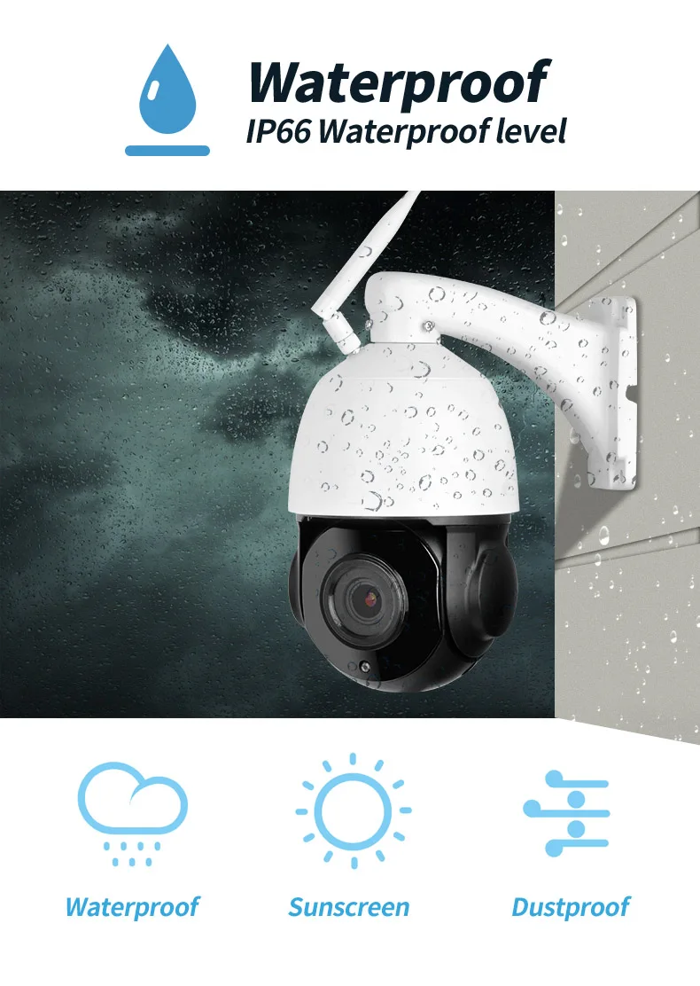 4 5 дюймов 5MP Беспроводная оптическая 20X зум PTZ скоростная купольная IP камера WiFi