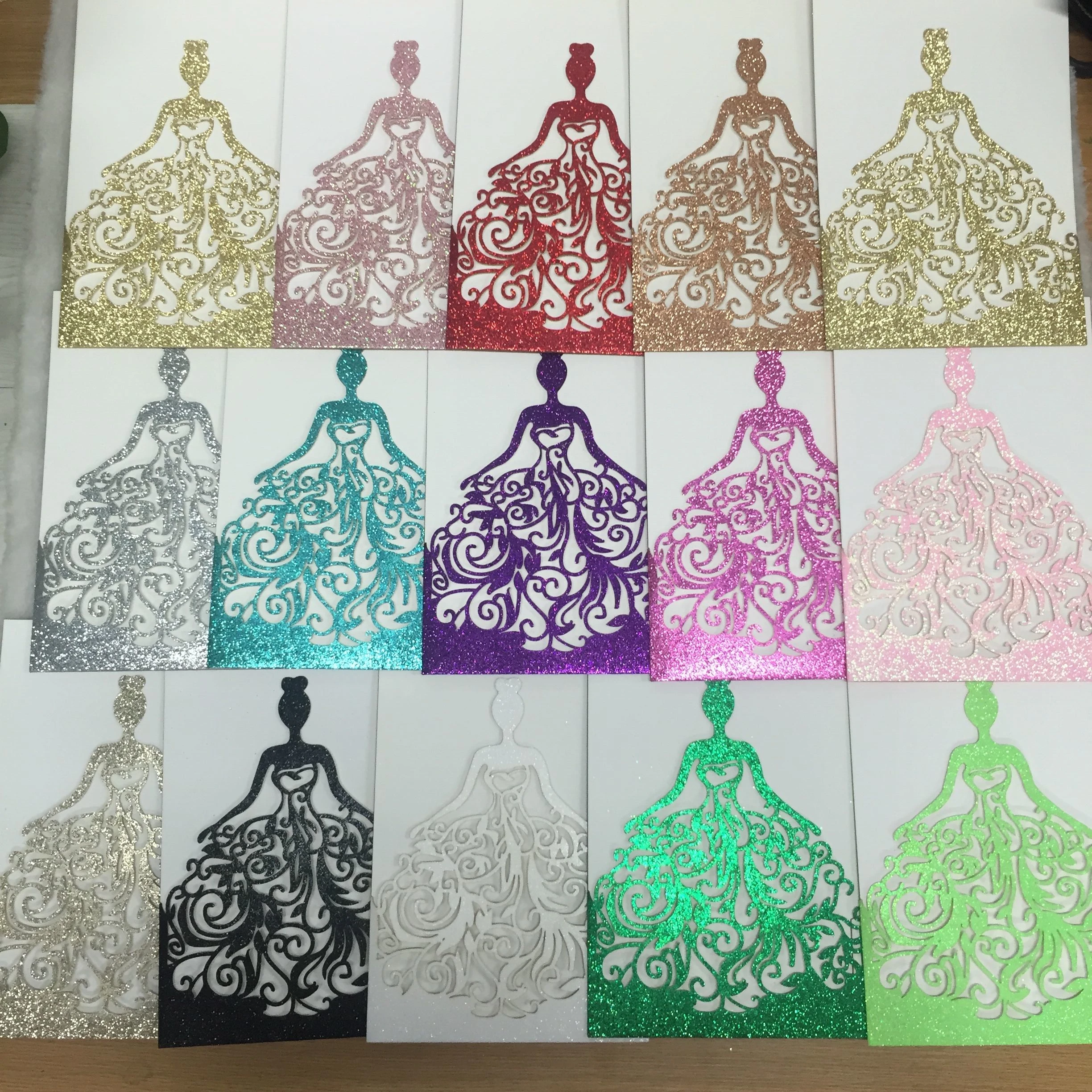 25 шт. лазерная вырезка блестящие бумажные приглашения принцессы на день рождения