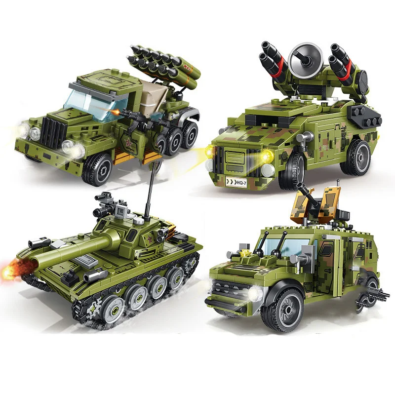 

Military Series Anti-aircraft missile tank armored vehicle DIY Doll Accessories Building Blocks Bricks Toys Gifts