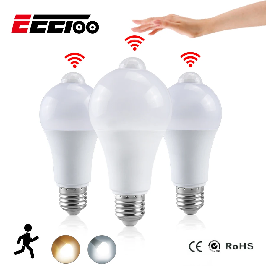 

EeeToo Night Light LED Bulb PIR Sensor Motion AC 85-265V B22 E27 LED Bulb Lamp 12W 15W 18W 20W Dusk to Dawn Light for Home