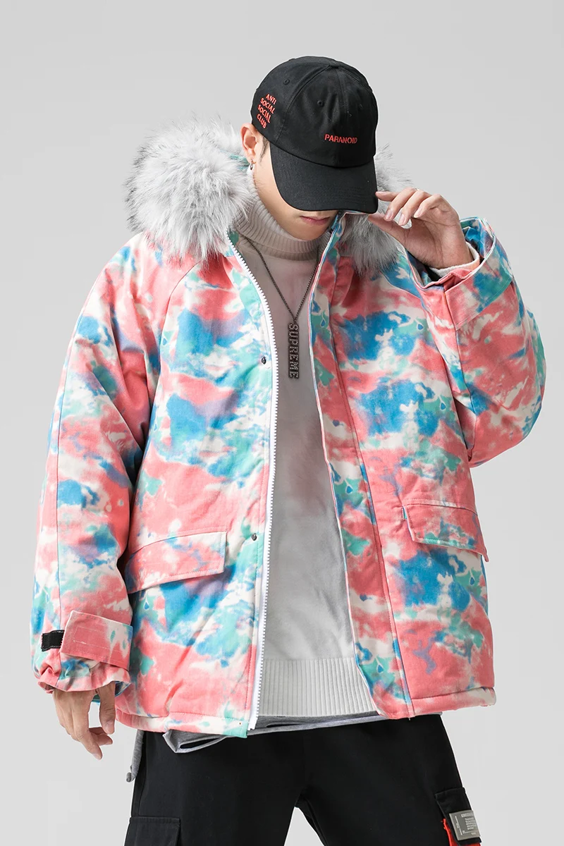 Мужская куртка с хлопковой подкладкой камуфляжным принтом в стиле Харадзюку 2020