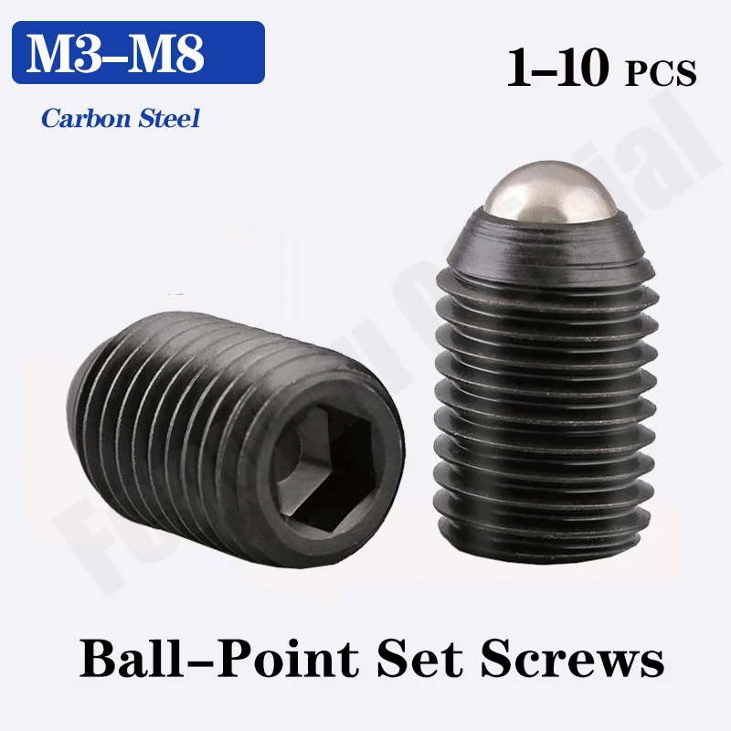 YJT1113 M3 M4 M5 M6 M8 M10 M12 шар из стального сплава Point Hex Socket Spring Ball piston Grub Set Screw Black|Винты| |