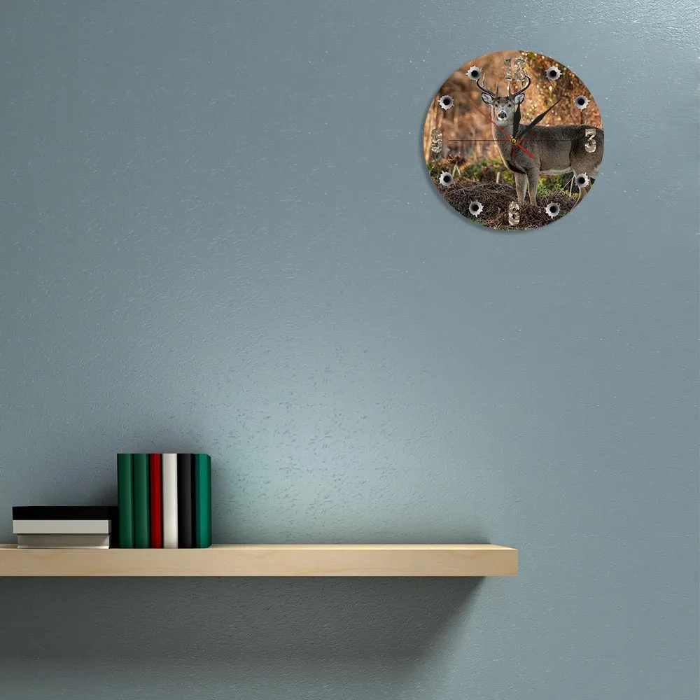 Охотник на оленей камера Снайпер большой бак круглые Настенные часы охотничий