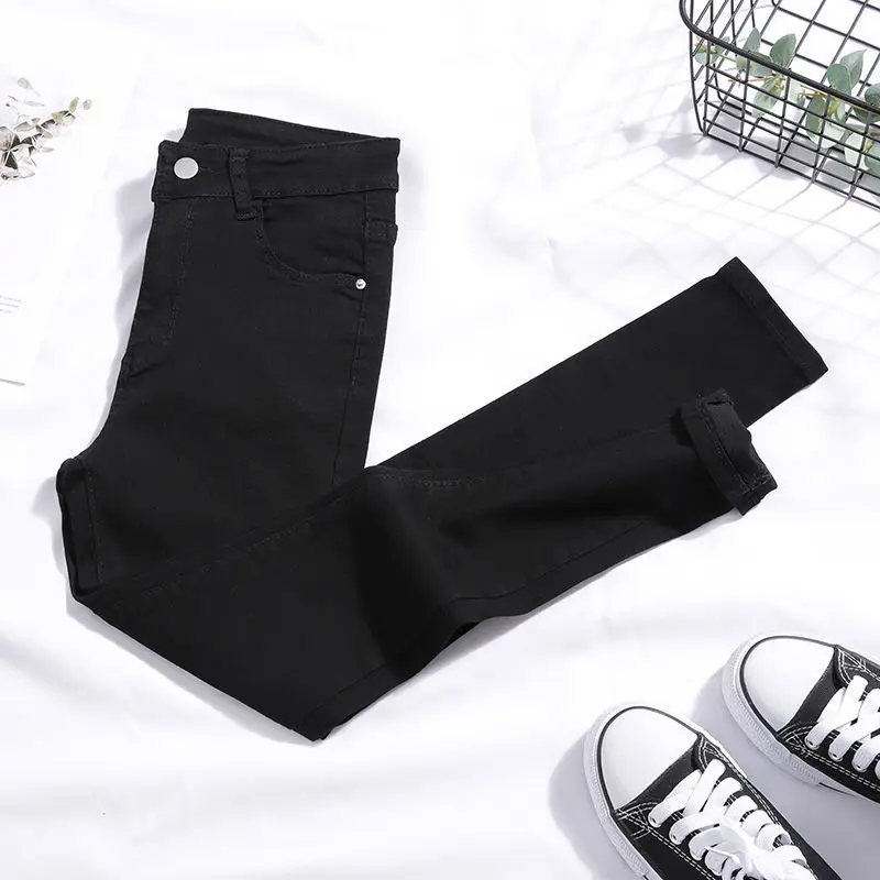 

Plus velvet padded blue-gray high-waisted skinny jeans women slim pants outside winter new small feet