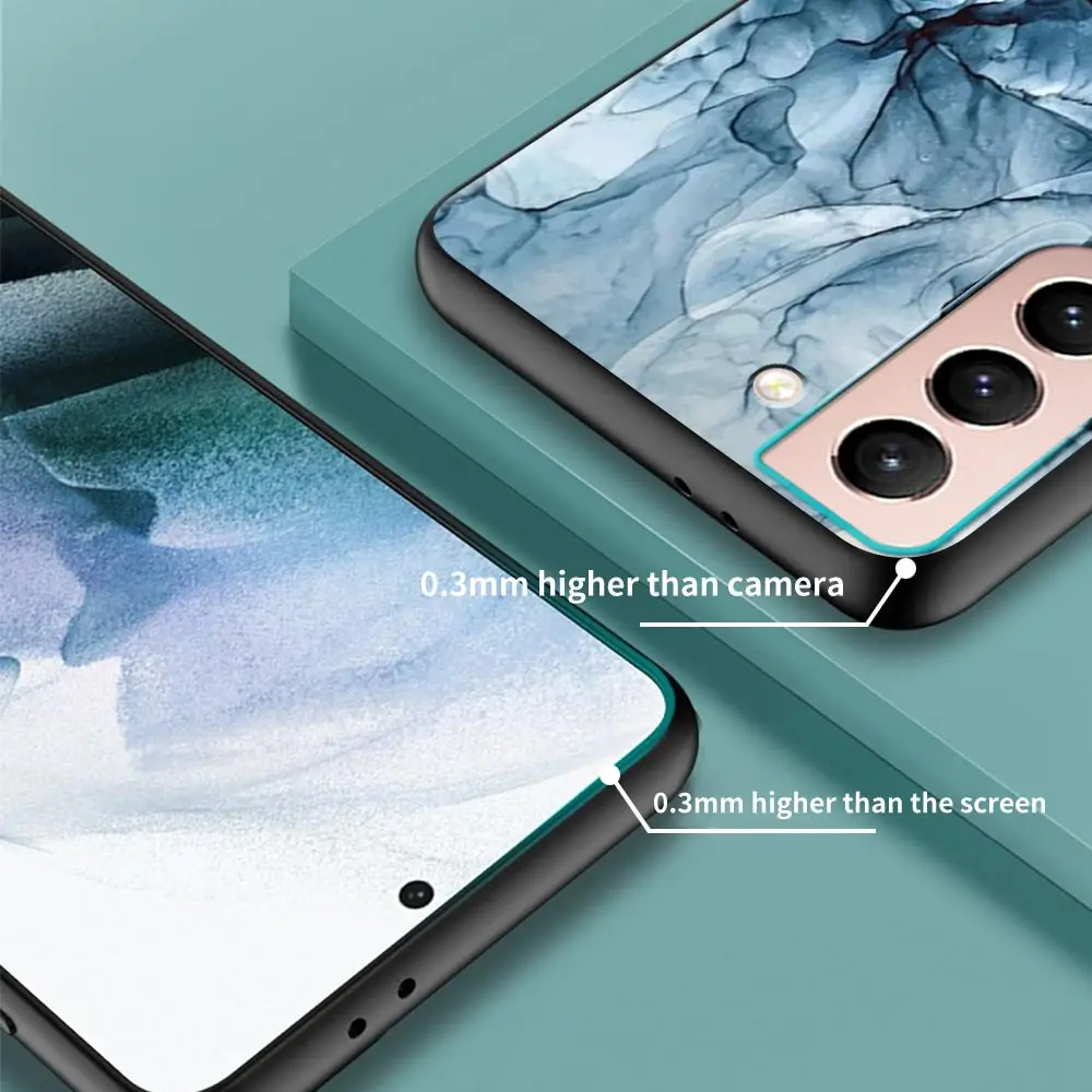 

Landscape Ink Marble Smart Phone Case For Samsung S21 Ultra Galaxy S20 FE S10 S9 Plus Lite S10e TPU Cover Soft Capa Black Fundas