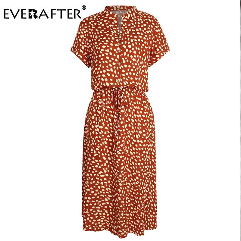 Платье женское средней длины в горошек EVERAFTER повседневное праздничное платье с
