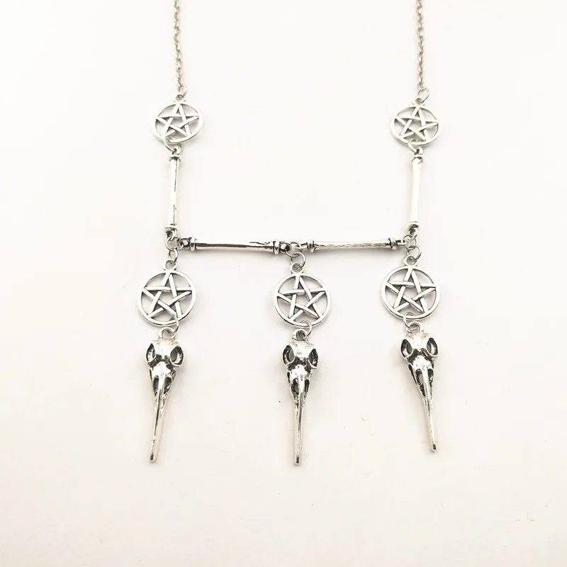 1 шт. готический ветер пентаграмма Скелет птица голова искусственное ожерелье