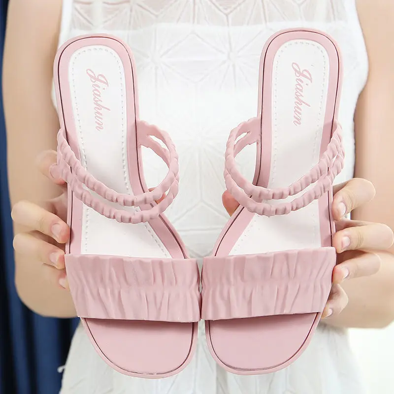 Сандалии-желе женские на платформе элегантные шлепанцы без застежки пляжная