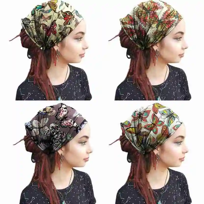 

1pc Butterfly Head Scarf Cotton Blend Material Women's Headdress Butterfly Print Scarf Personalized Fashion