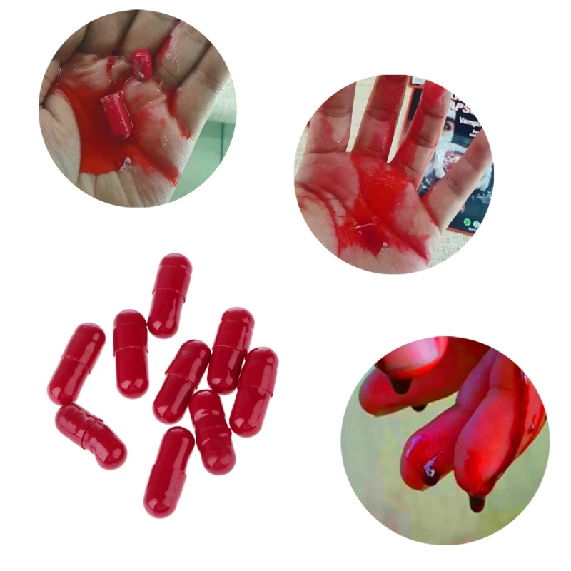 

9Pcs Halloween Fun Joke Horror Scary Prank Toy Capsules Fake Blood Pills Vampire R9JD