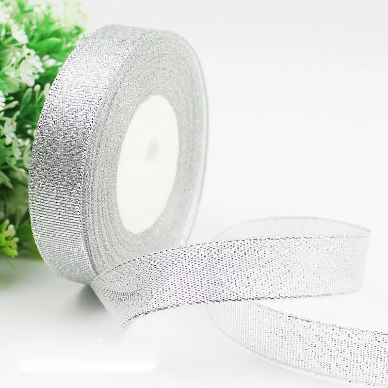 Золотой/Серебряный шелковый атлас органза лента блестки вышитые лук ленты для