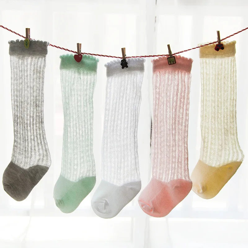 Новые тонкие хлопковые сетчатые носки для маленьких девочек детские гольфы