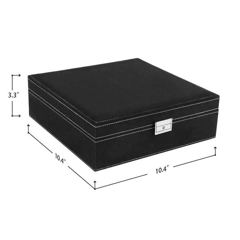 

2-Layer Flannel Jewelry Box Storage Box Large Capacity Jewelry Display Storage Box, Black with Lock