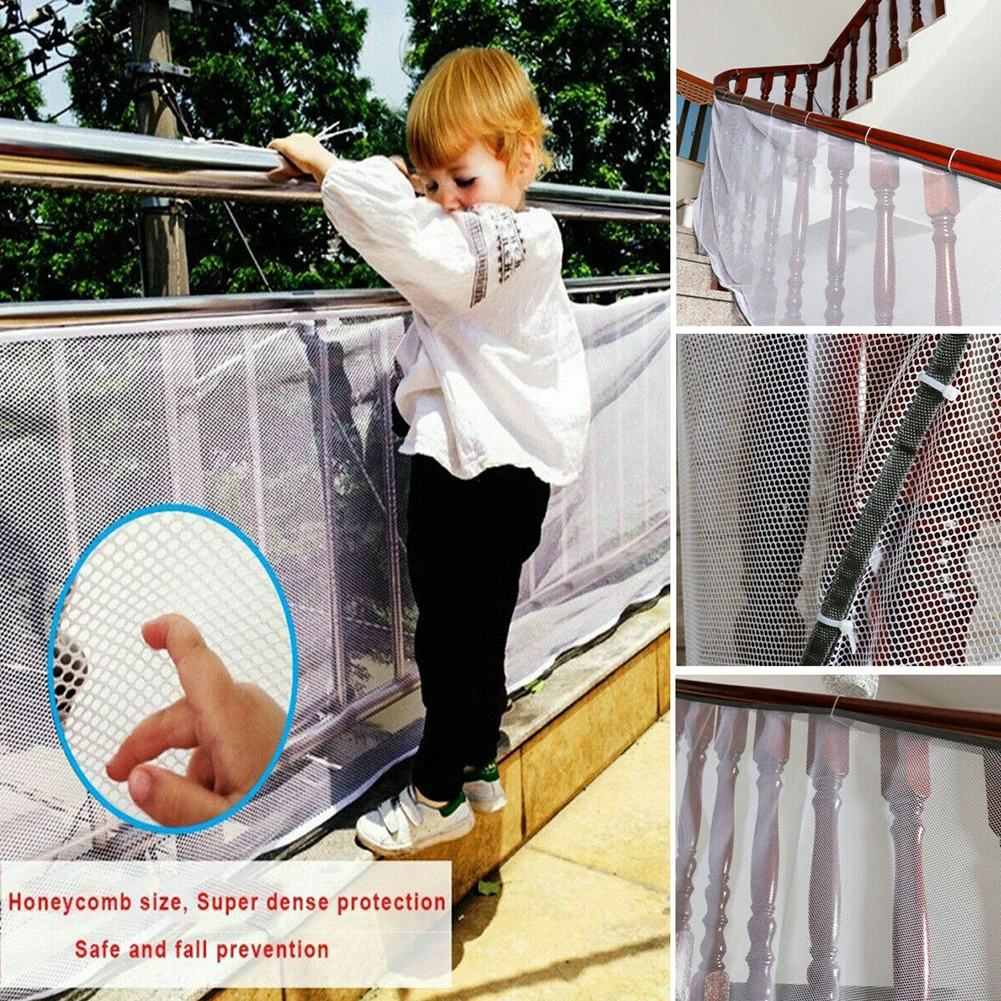 

200x77cm Easy Install Home Thicken Small Gridding Garden Protection Stair Safety Net Gates Baby Secure Proofing Banister Fence