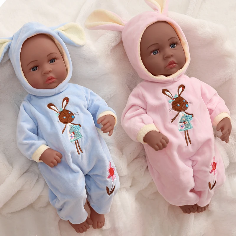 Кукла реборн 45 см с черным плачом Интерактивная детская кукла в африканском