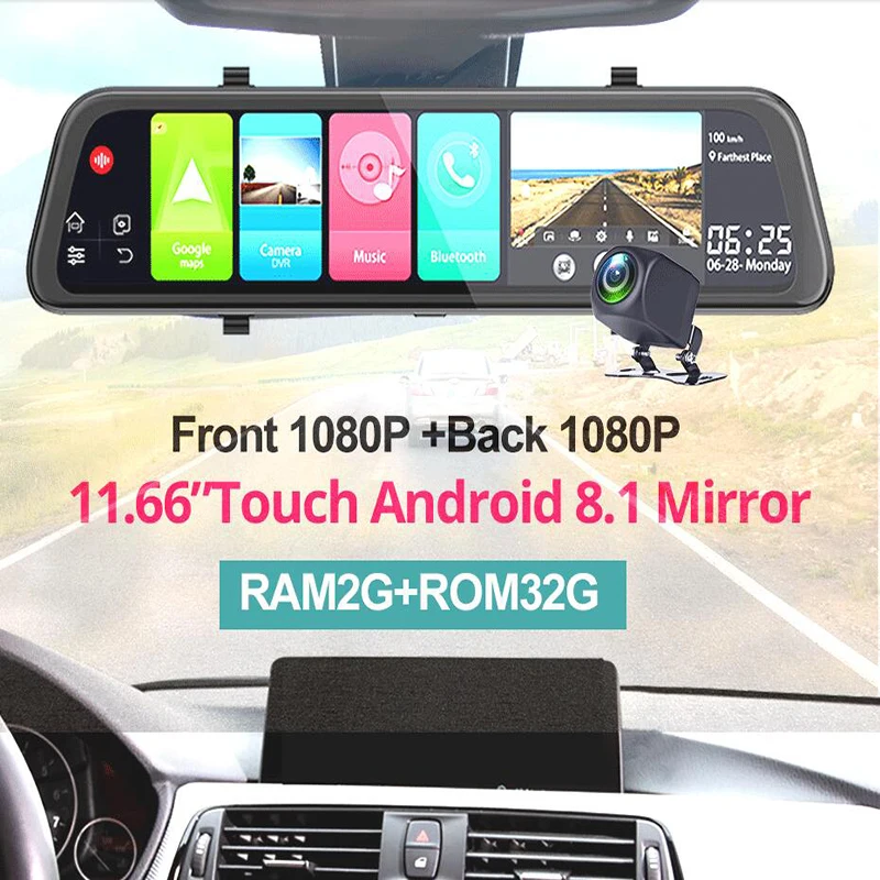 Видеорегистратор заднего вида mirror4G Android 8 1 Автомобильный видеорегистратор зеркало камера RAM2G ROM32G gps
