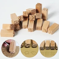 5pcs hand carved wooden stamps pottery wood texture seal solid wood pottery mud diy clay pottery printing blocks clay tool