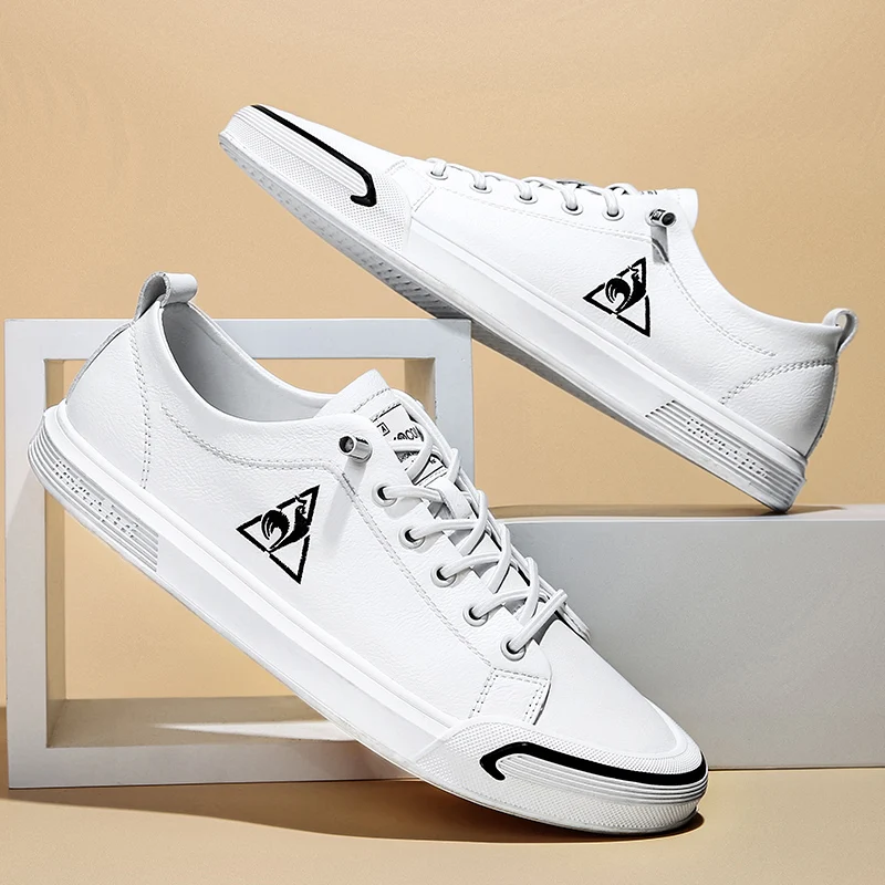 Online 2021 Sepatu Kasual Populer Pria Sepatu Kulit Putih Krem Untuk Pria Sneakers Kasual Desainer Pria Sepatu Jalan Kualitas Tinggi Pria