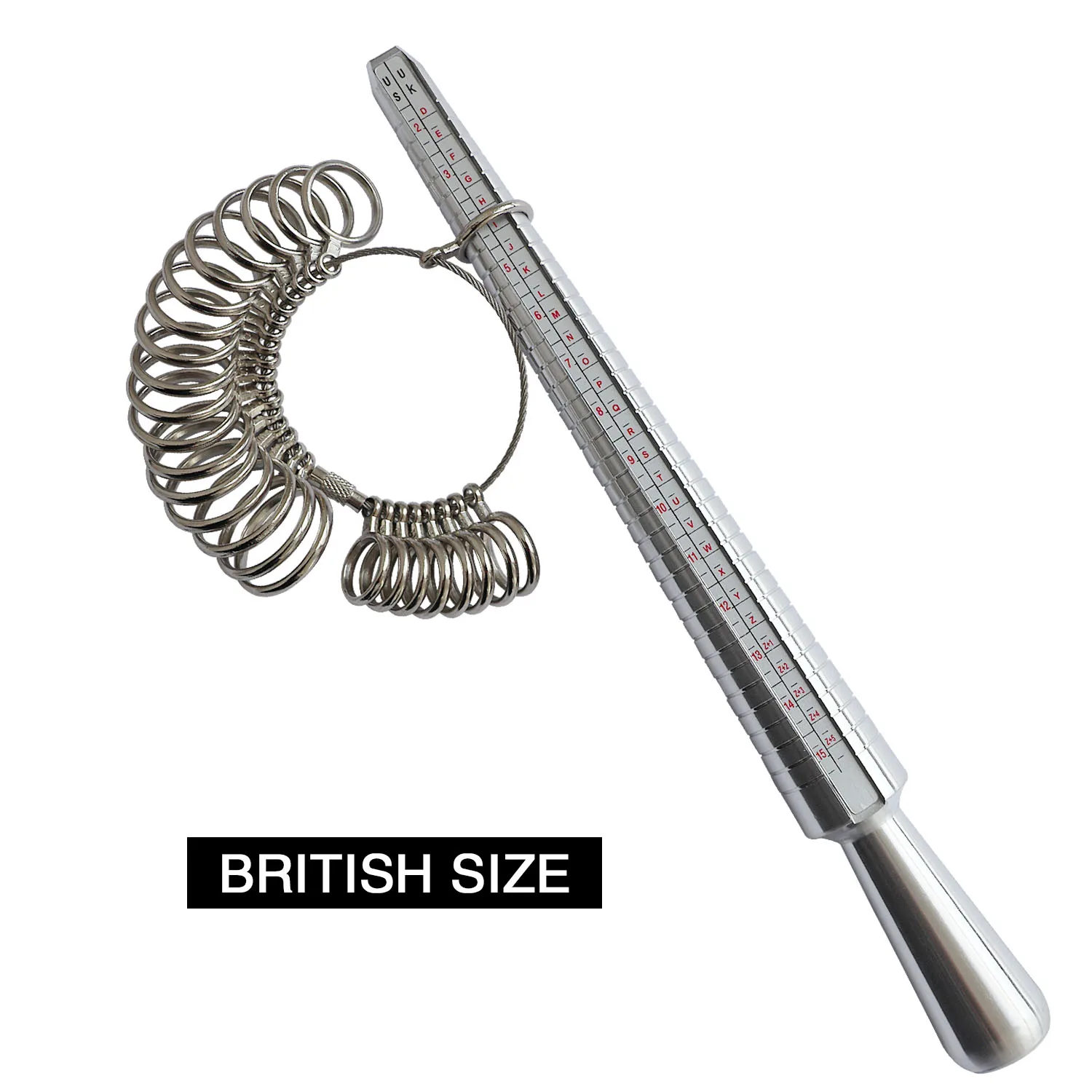 

Ring Sizer Ring Size Measure UK Measuring Finger Ring Mandrel Measuring Rings Diameters Jewellery Sizing Gauge Set UK Sizes A-Z