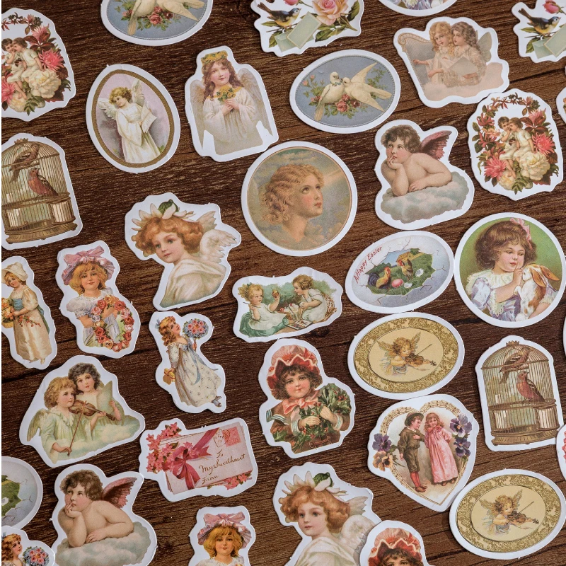 

46pcs Baby Cute Sticker DIY European Angel Dream Rose Birthday Gift Reward Scrapbook Planner Adhesive Handbook Label Decoration