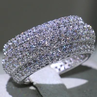 luxury womens full crystal rings aaa white zircon engagement wedding band rings for women men finger party jewelry size 5 12