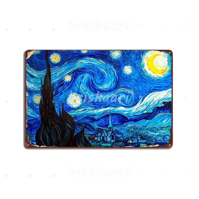 

Звездная ночь Винсента Ван металлические знаки для гаража клуб Дизайн Таблички Кино Кухня металлический Плакаты