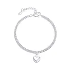 Модные 925 стерлингового серебра браслет с принтом сердце, Любовь Lucky женские вечерние на день рождения цепочка браслет свадебные украшения подарки