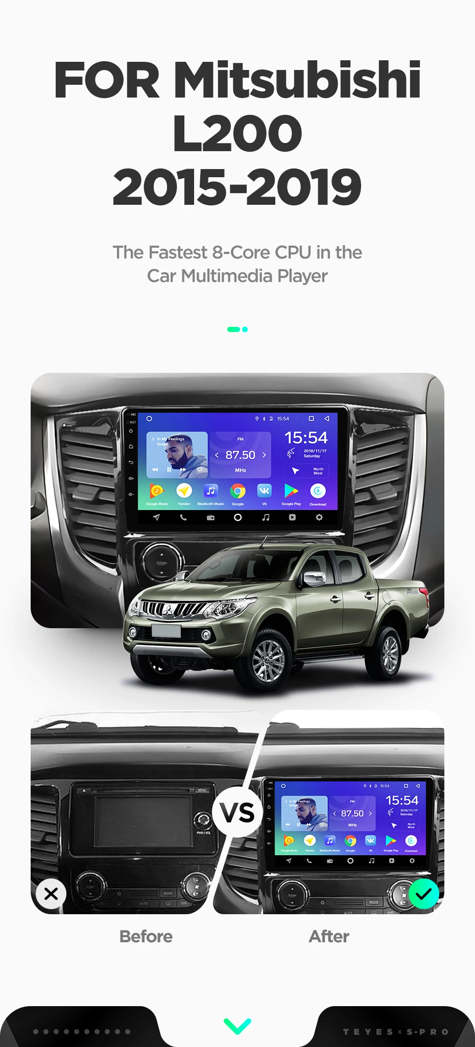 TEYES SPRO Штатная магнитола для Мицубиси Л200 4 Mitsubishi L200 5- Android 8.1, до 8-ЯДЕР, до 4+ 64ГБ 32EQ+ DSP 2DIN автомагнитола 2 DIN DVD GPS мультимедиа автомобиля головное устройство