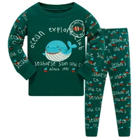 2021 children autumn pajamas clothing set boys shark cartoon sleepwear suit set kids long sleevedpant 2 piece baby clothes