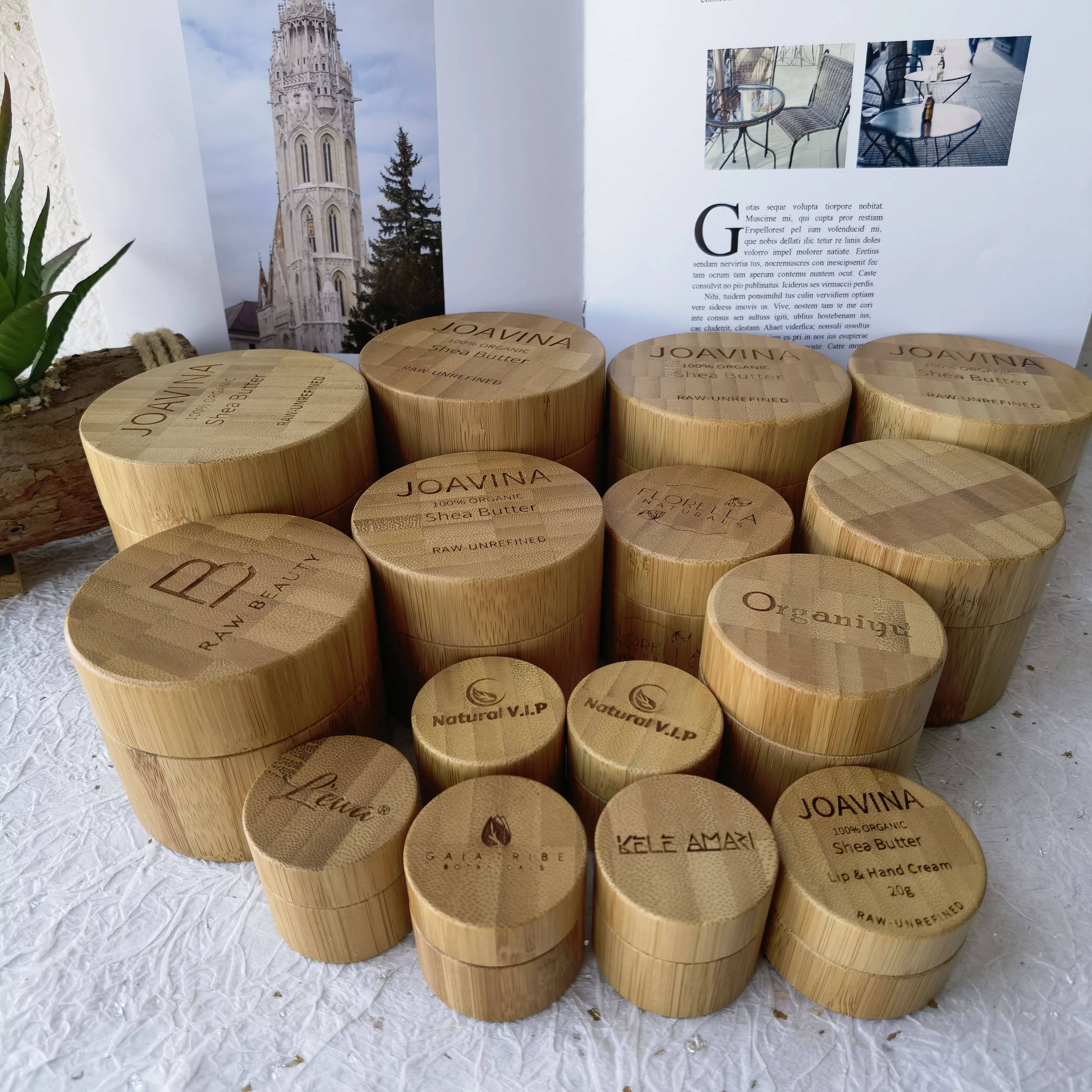 Pot Packaging Lotion Face Cream Bottles With Bamboo Cap