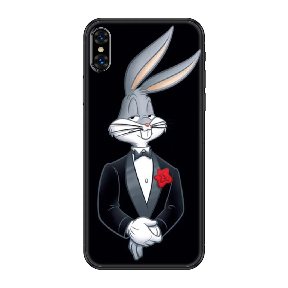 

American bugs cartoon bunny Phone Case Cover Hull For iphone 5 5s se 2 6 6s 7 8 12 mini plus X XS XR 11 PRO MAX black soft Etui