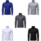 # M-3XL мужское повседневное термобелье с высокой горловиной, топы, футболка с длинным рукавом, однотонная облегающая нижняя рубашка-пуловер, Базовая рубашка