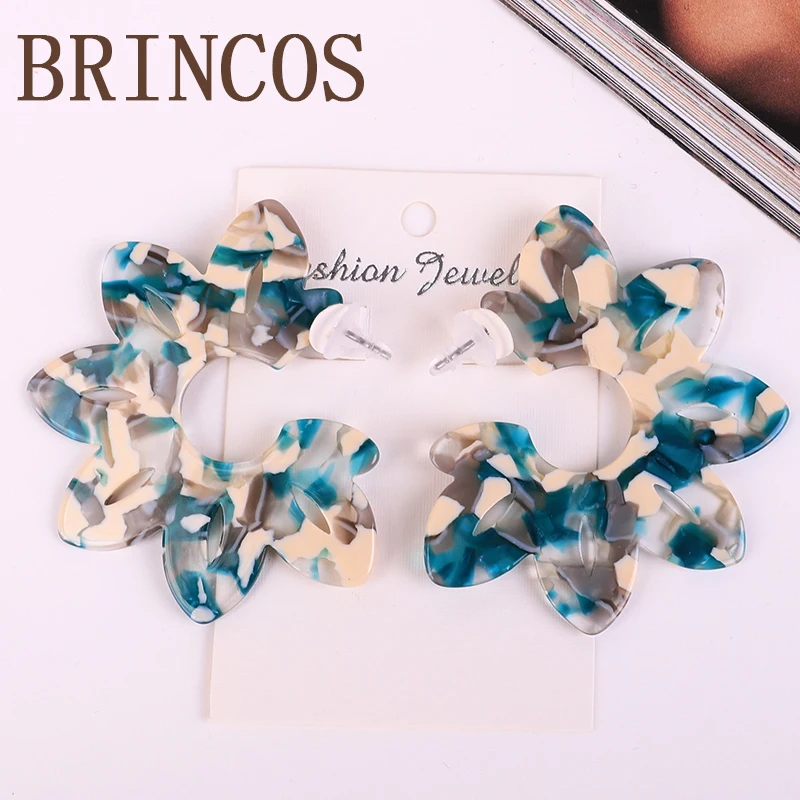 Версия handmadeCC сережки blueearringsblueearrings акриловые серьги женские орнаменты богемные золотые осыпающиеся ретро звезды корейские