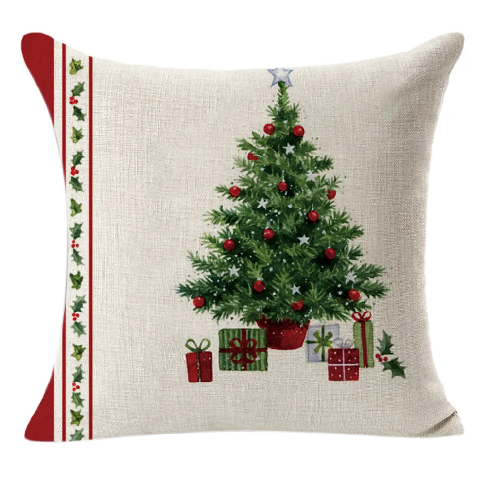 

Рождественское украшение, наволочка для подушки, наволочка для дивана с Санта-Клаусом, праздничное украшение, наволочка, льняная наволочка ...