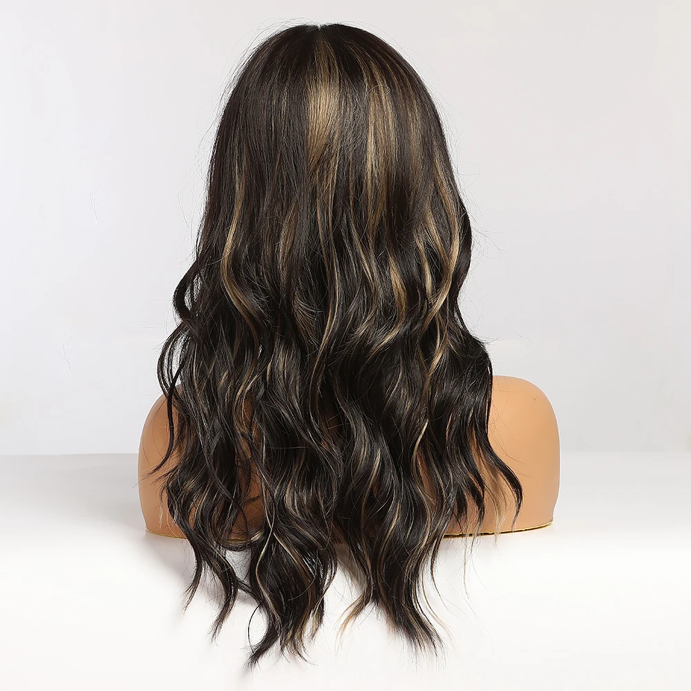 

Long Wavy Brown to Pink Ombre Hair Middle Part Heat Resistant Synthetic Wigs for Afro Women Pink Cute Cosplay Natural Hair Wigs